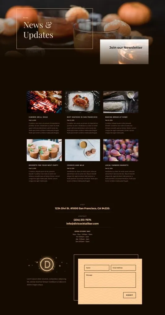 Bar WordPress template - blog layout preview