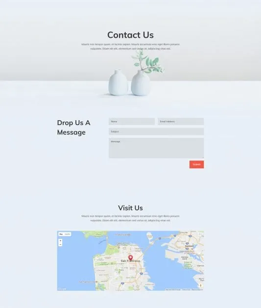 Interior Design WordPress template - contact layout preview