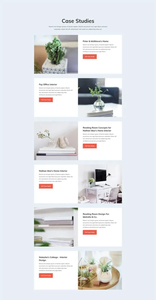 Interior Design WordPress template - portfolio layout preview