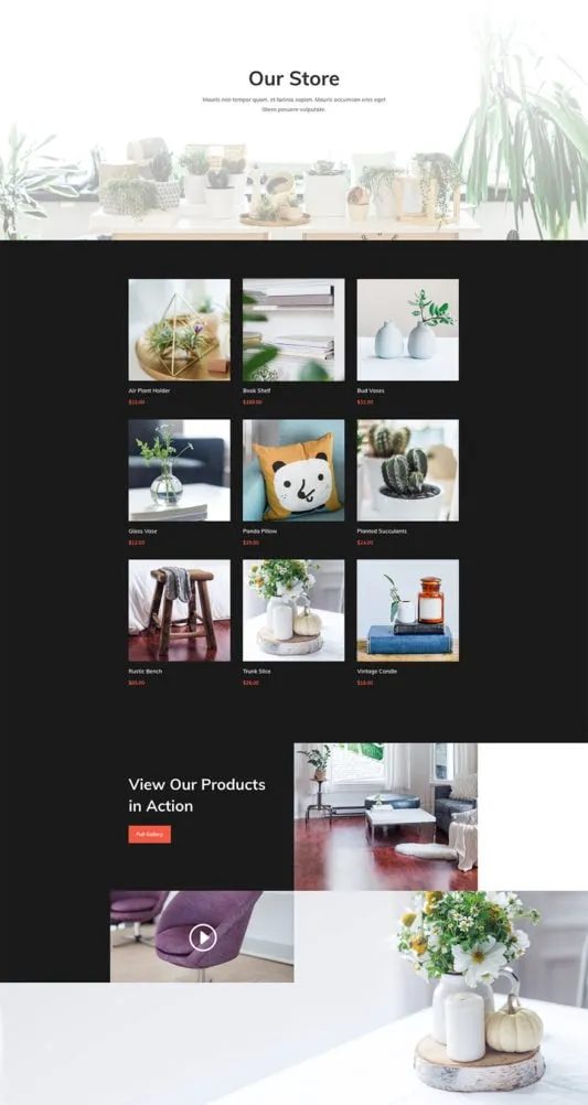 Interior Design WordPress template - shop layout preview