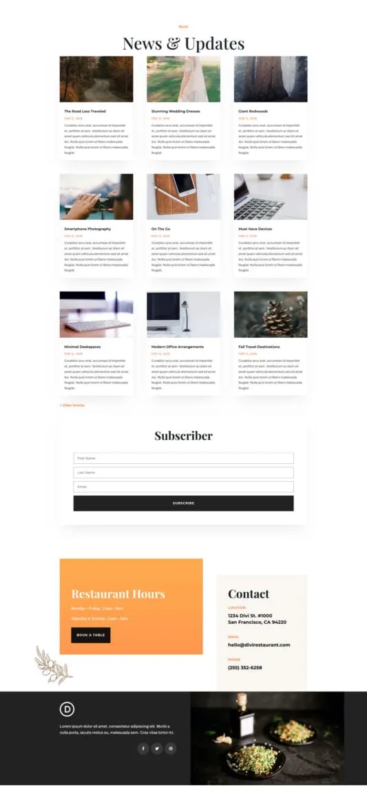Middle Eastern Restaurant WordPress template - blog layout preview