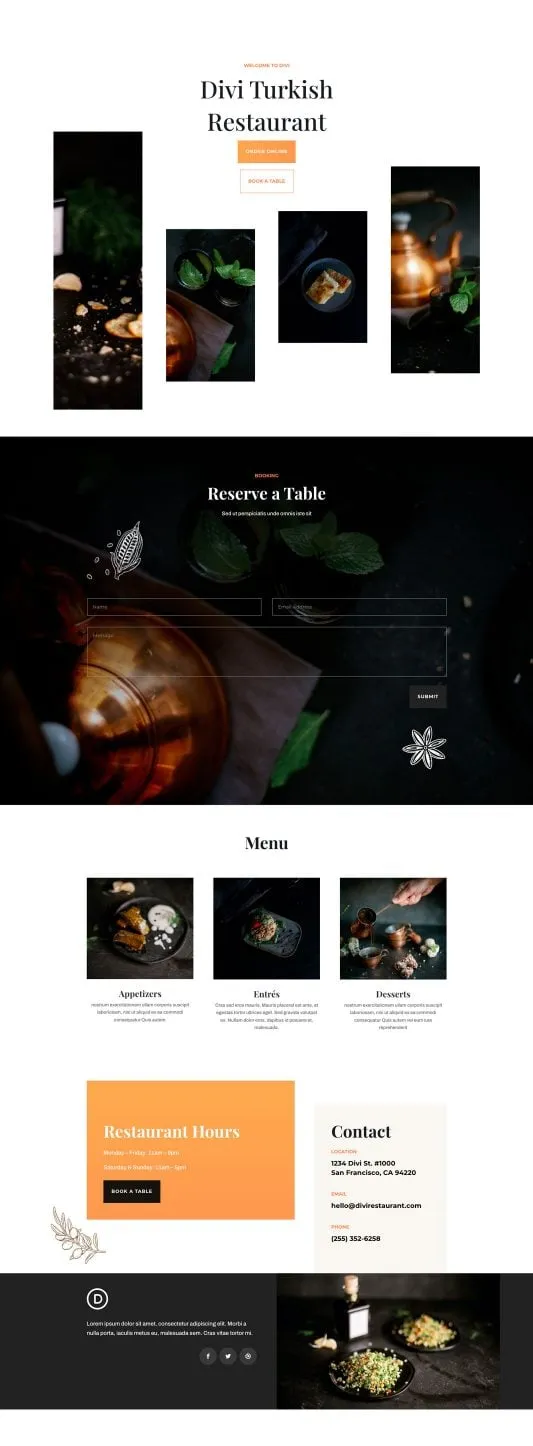 Middle Eastern Restaurant WordPress template - home layout preview