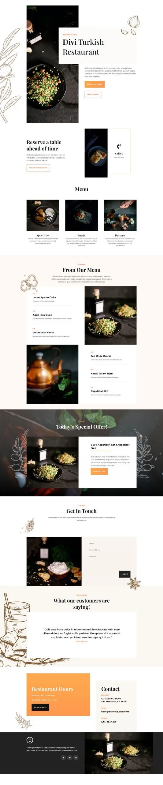 Middle Eastern Restaurant WordPress template - landing layout preview