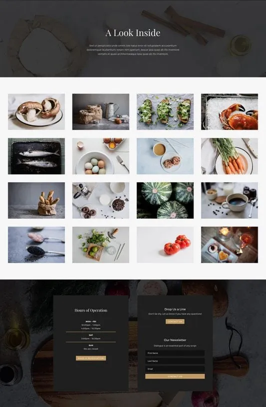 Restaurant WordPress template - gallery layout preview